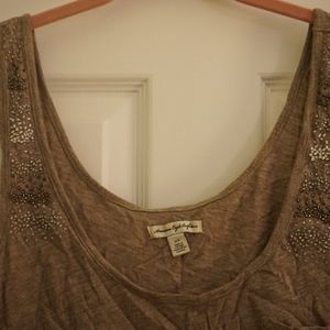 American Eagle brown cotton with beaded strap